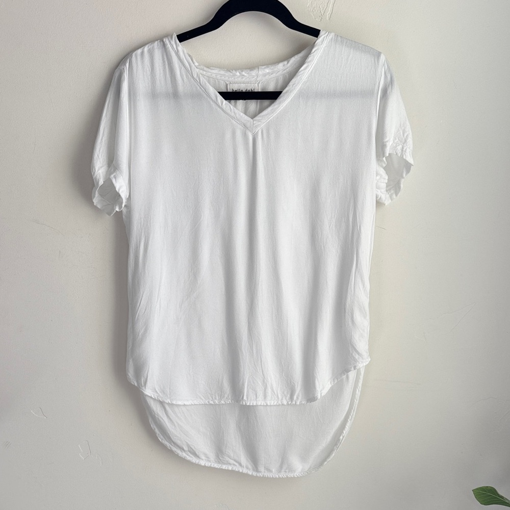 Bella Dahl White Short Sleeve V-Neck Top